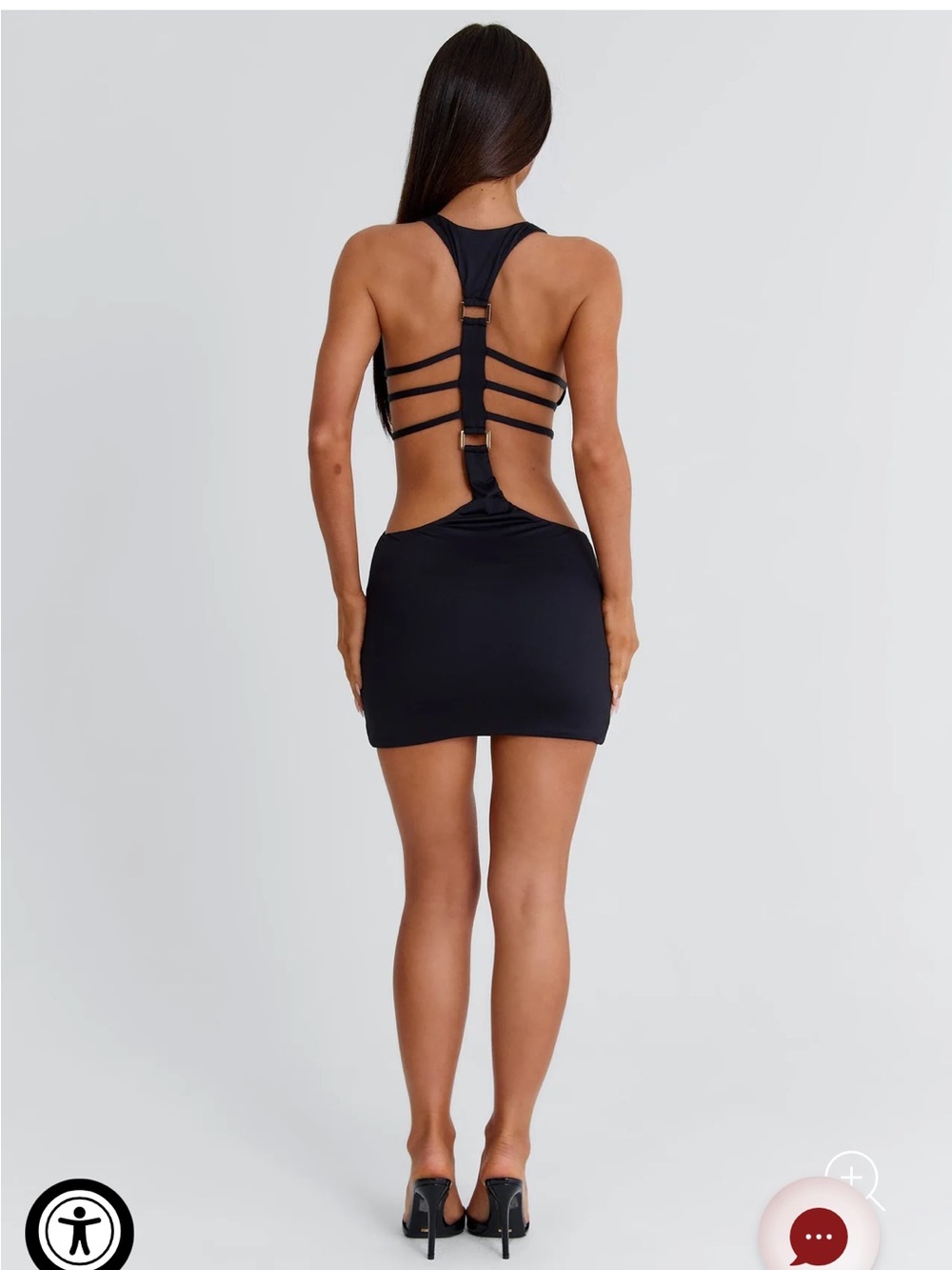 Outcast Mylee Mini Dress Small Black NWT Silver Hardware Cut Out Jersey Stretch
